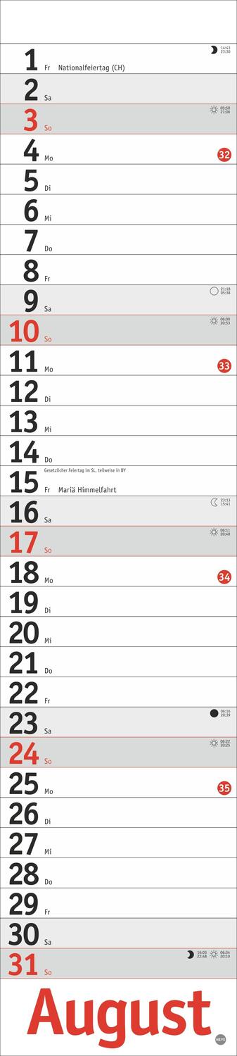 Bild: 9783756406326 | Langplaner, rot 2025 | Heye | Kalender | Bürokalender Heye | 13 S.