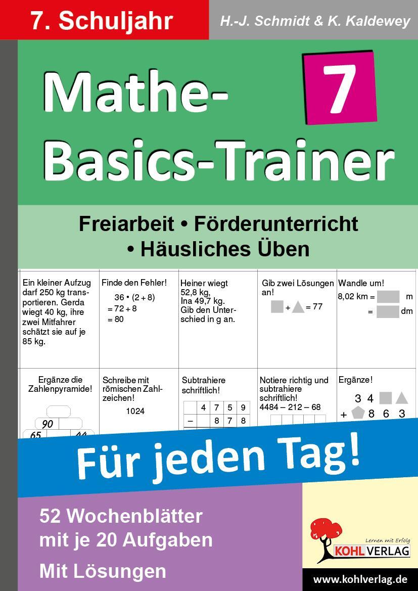 Cover: 9783866323643 | Mathe-Basics-Trainer / 7. Schuljahr Grundlagentraining für jeden Tag!