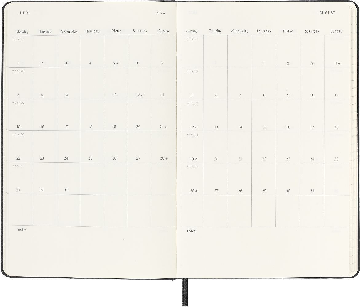 Bild: 8056598856484 | Moleskine 12 Monate Tageskalender 2024, Large/A5, Schwarz | Buch