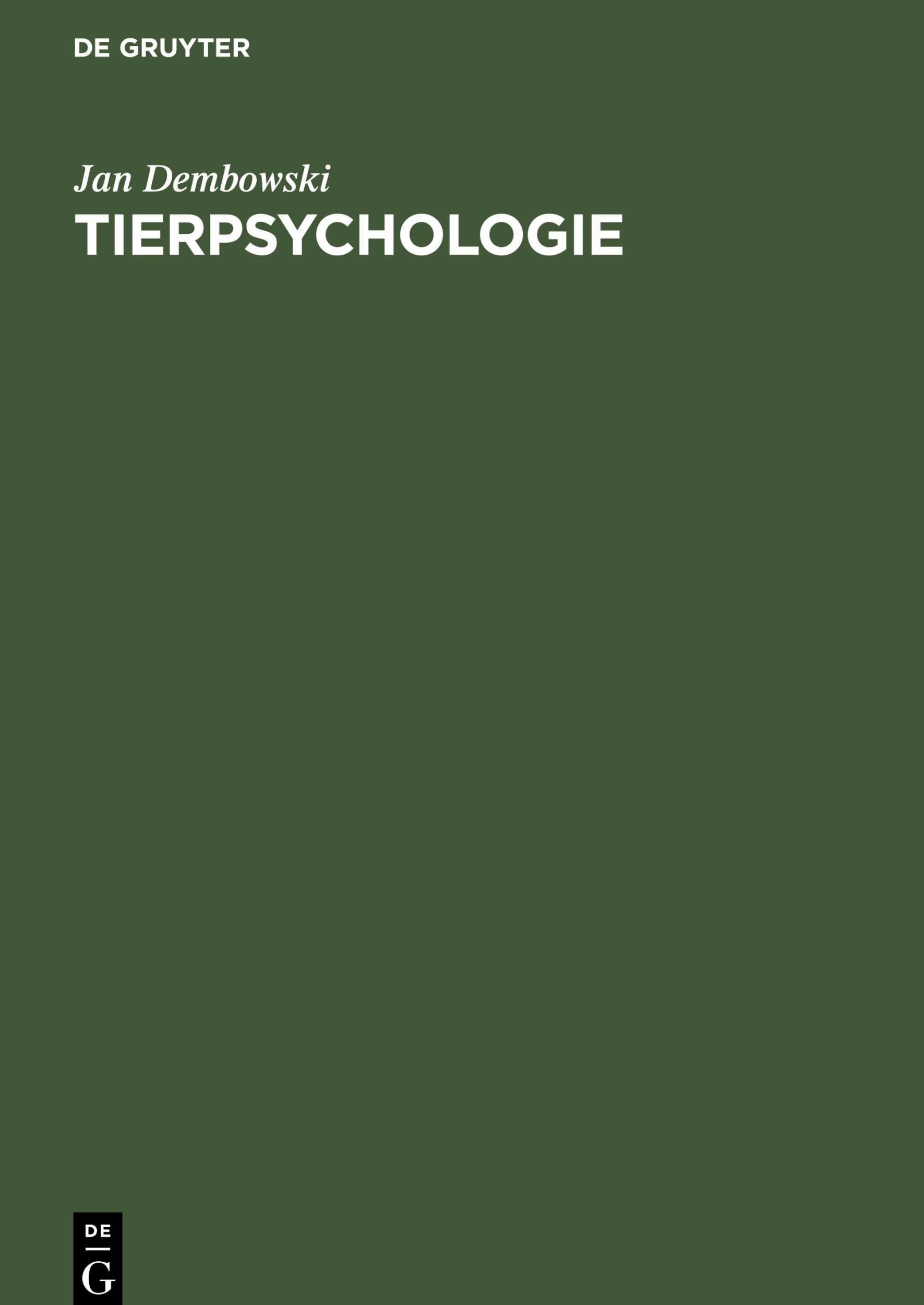 Cover: 9783112582039 | Tierpsychologie | Jan Dembowski | Buch | Gebunden | Deutsch