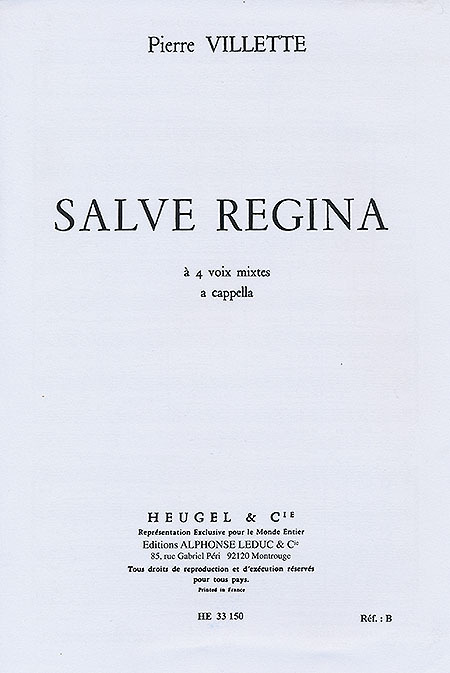 Cover: 9790047331502 | Salve Regina | Villette | Klavierauszug | Éditions Alphonse Leduc