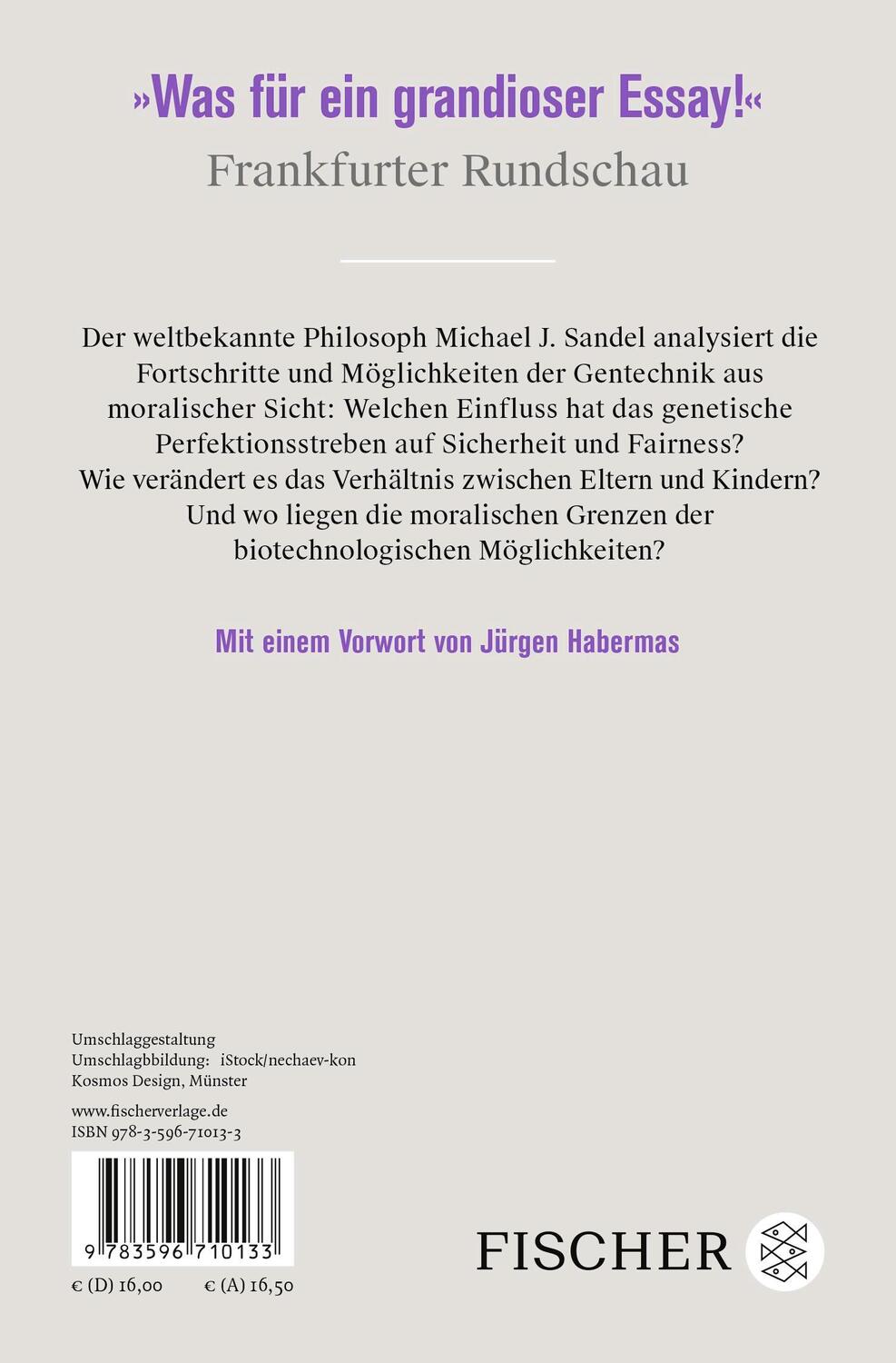 Rückseite: 9783596710133 | Plädoyer gegen die Perfektion | Michael J. Sandel | Taschenbuch | 2024