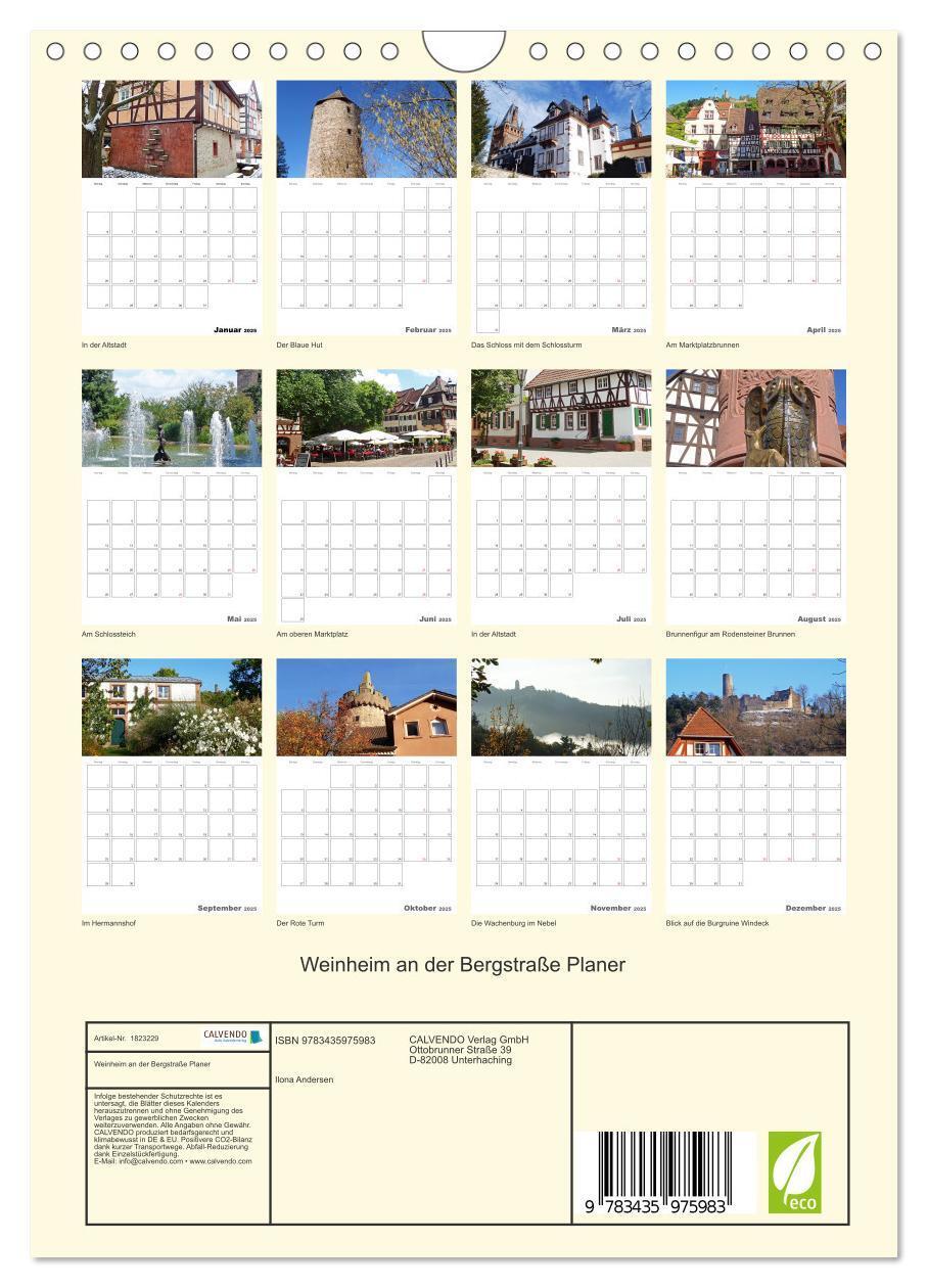 Bild: 9783435975983 | Weinheim an der Bergstraße Planer (Wandkalender 2025 DIN A4 hoch),...