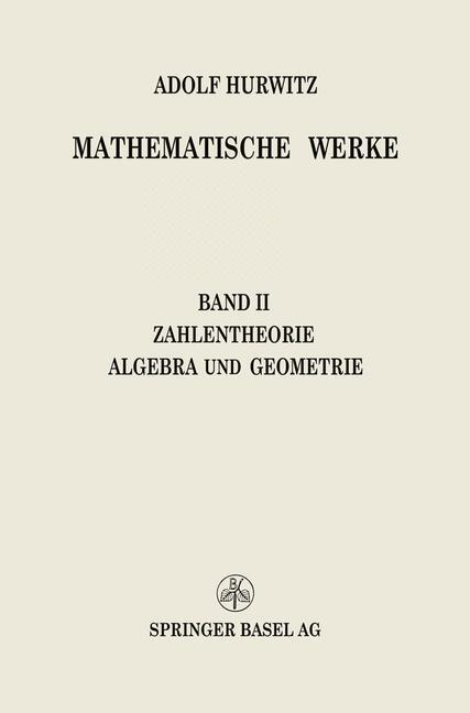 Cover: 9783034840859 | Mathematische Werke | Zweiter Band Zahlentheorie Algebra und Geometrie