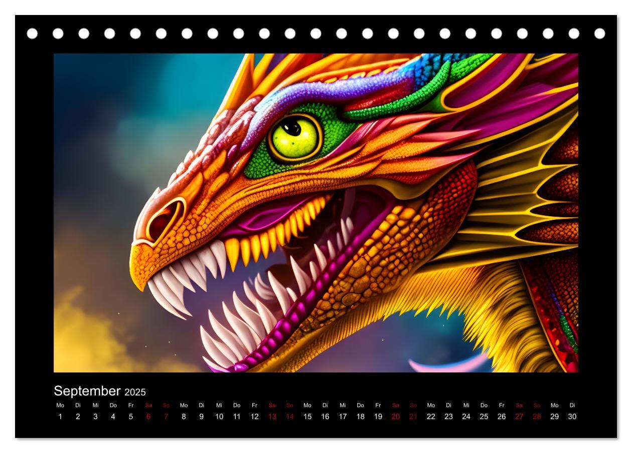 Bild: 9783383881589 | Phantasievolle Welt der Drachen (Tischkalender 2025 DIN A5 quer),...