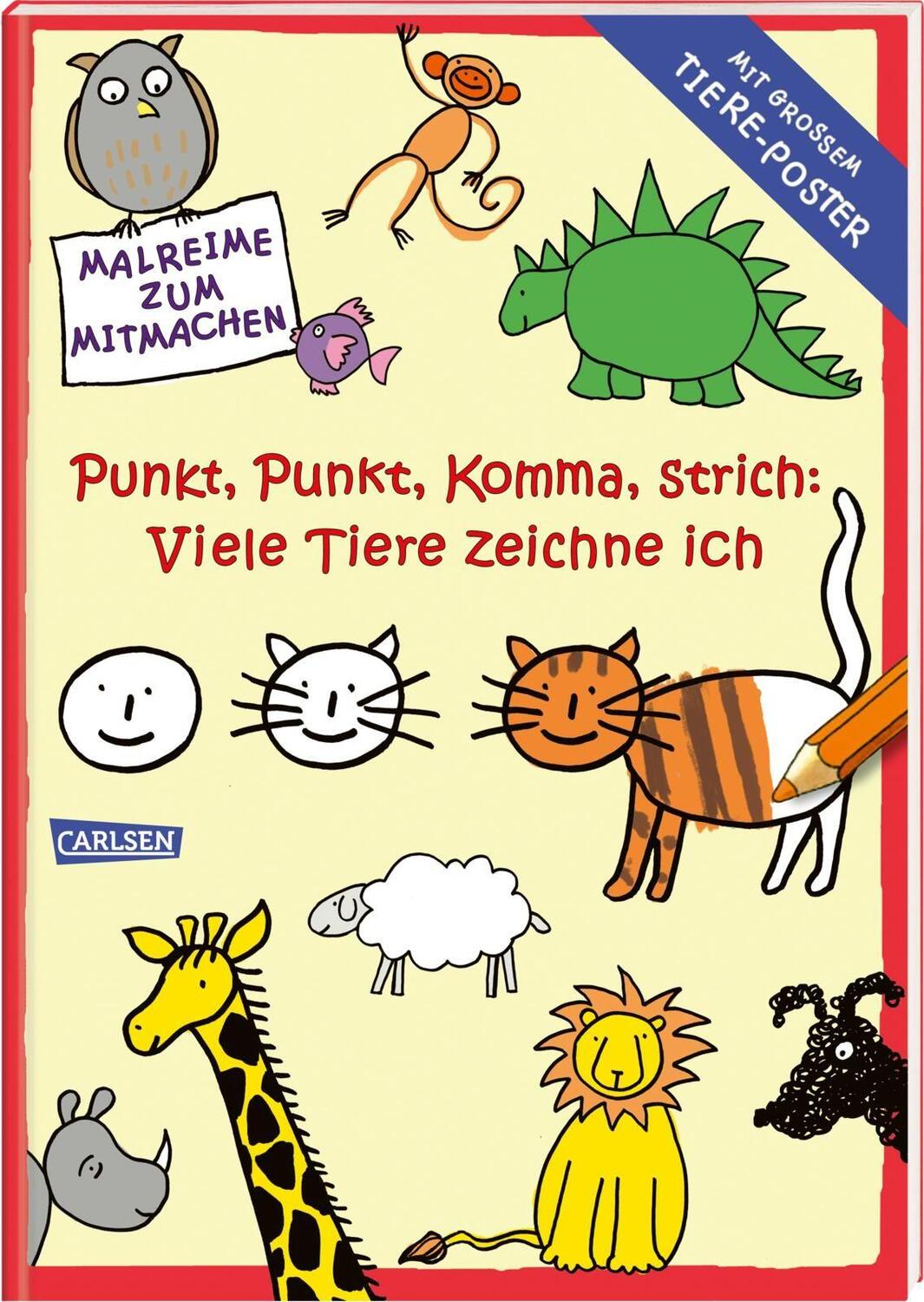 Cover: 9783551180131 | Punkt, Punkt, Komma Strich: Viele Tiere zeichne ich (mit XXL-Poster)