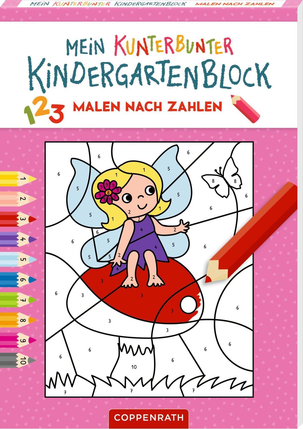 Cover: 9783649643692 | Mein kunterbunter Kindergartenblock | Malen nach Zahlen (Zauberwald)