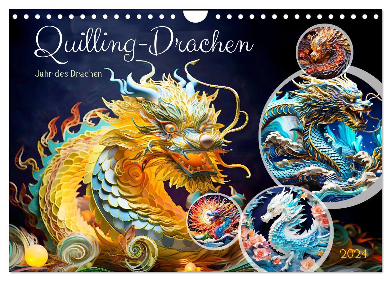 Cover: 9783383757013 | Quilling-Drachen - Jahr des Drachen (Wandkalender 2024 DIN A4...