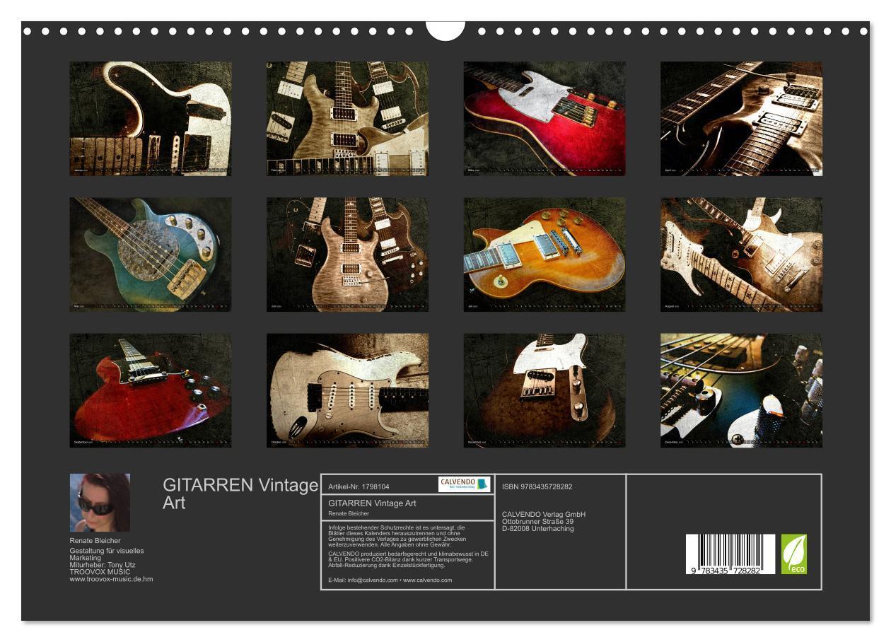 Bild: 9783435728282 | GITARREN Vintage Art (Wandkalender 2025 DIN A3 quer), CALVENDO...