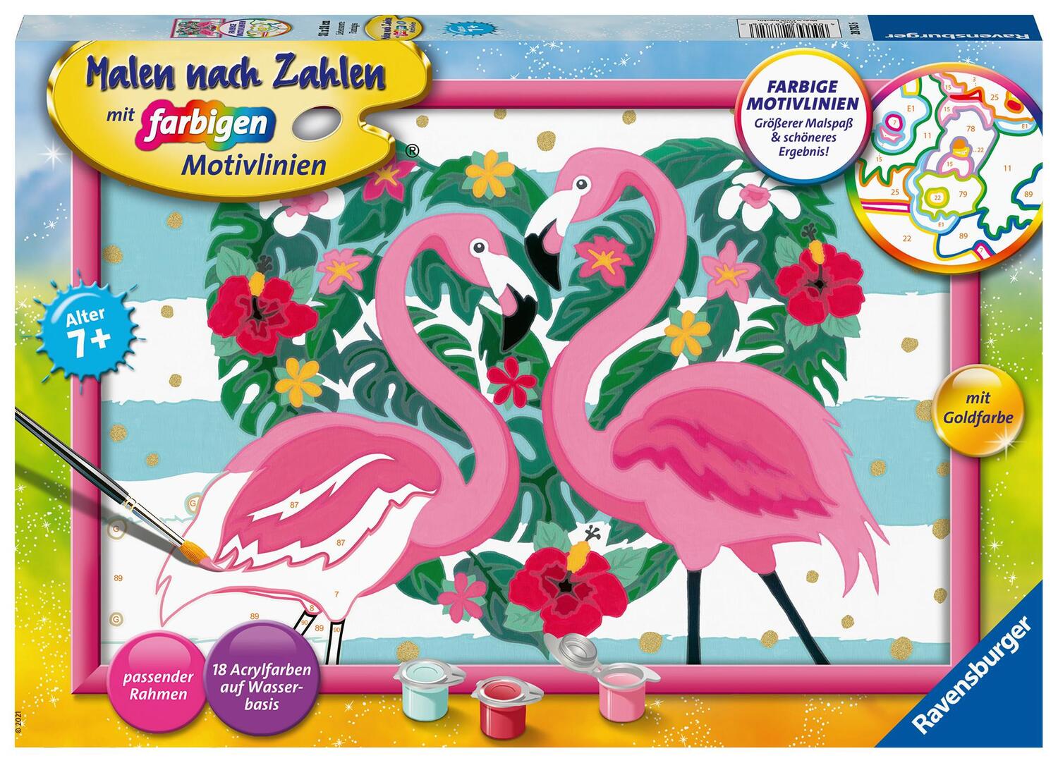 Cover: 4005556287826 | Ravensburger Malen nach Zahlen 28782 - Liebenswerte Flamingos -...