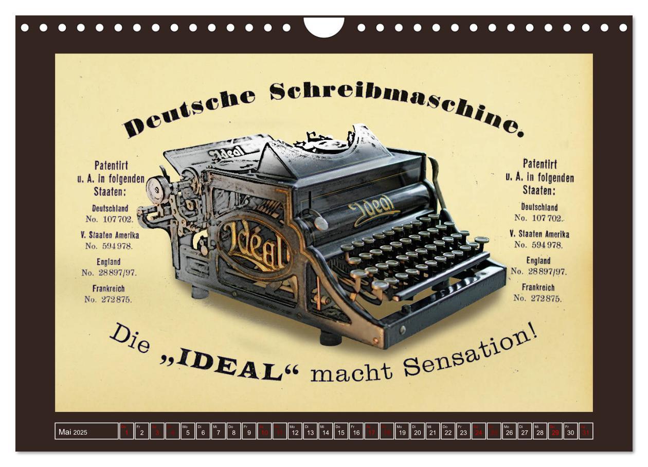 Bild: 9783435439041 | Schreibmaschinen um 1900 (Wandkalender 2025 DIN A4 quer), CALVENDO...