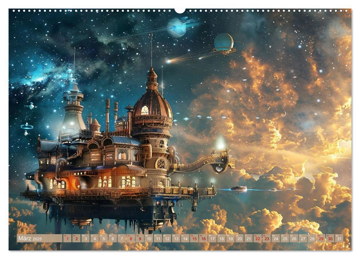 Bild: 9783435652570 | Steampunk im Weltall (Wandkalender 2025 DIN A2 quer), CALVENDO...