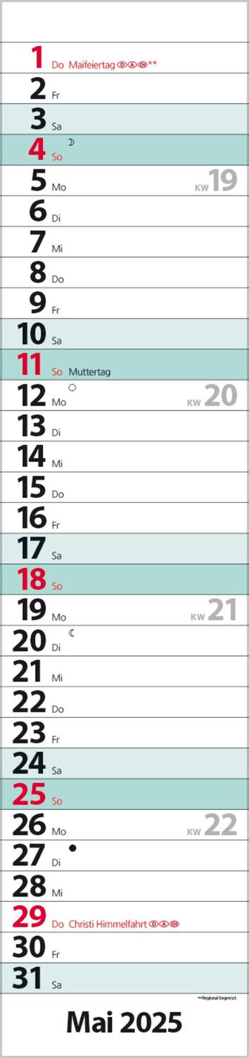 Bild: 9783731879602 | Streifenplaner Compact Türkis 2025 | Verlag Korsch | Kalender | 13 S.