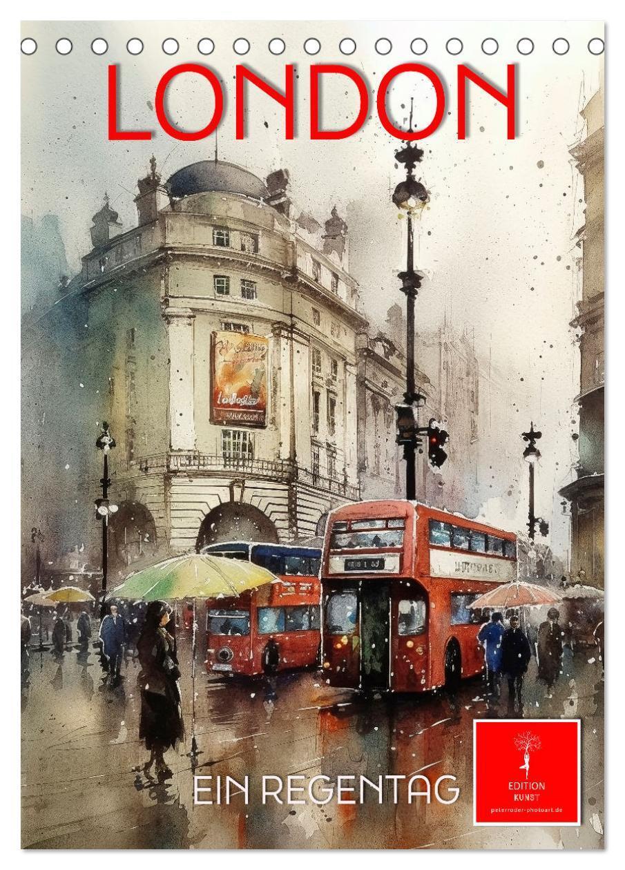 Cover: 9783435876808 | London - ein Regentag (Tischkalender 2025 DIN A5 hoch), CALVENDO...