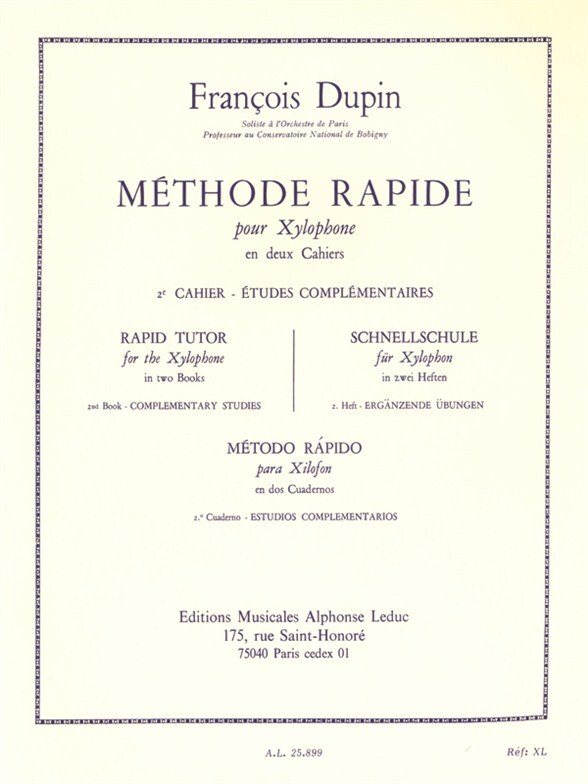 Cover: 9790046258992 | Methode rapide pour Xylophone Vol.2 | Francois Dupin | Partitur