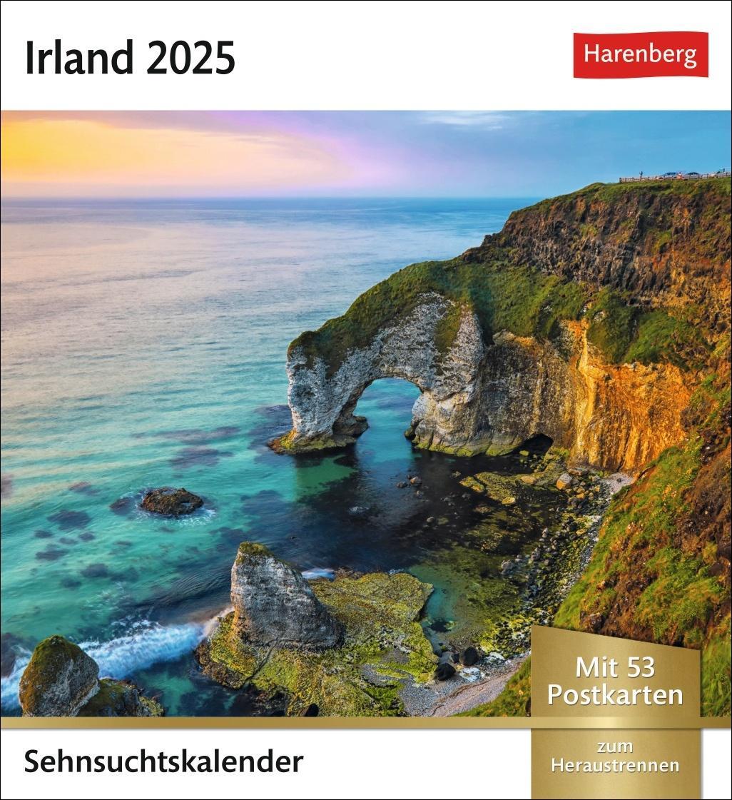 Cover: 9783840033377 | Irland Sehnsuchtskalender 2025 - Wochenkalender mit 53 Postkarten