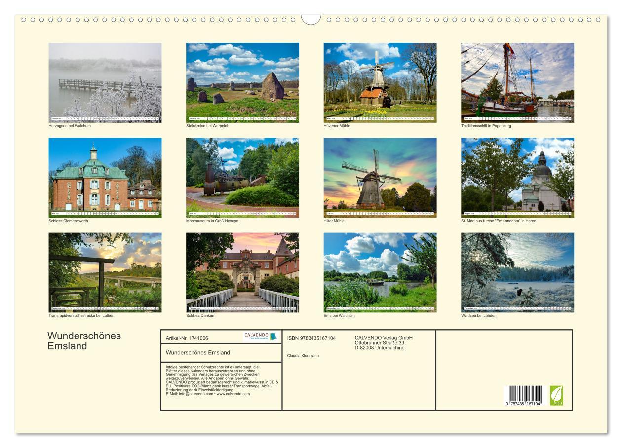 Bild: 9783435167104 | Wunderschönes Emsland (Wandkalender 2025 DIN A2 quer), CALVENDO...