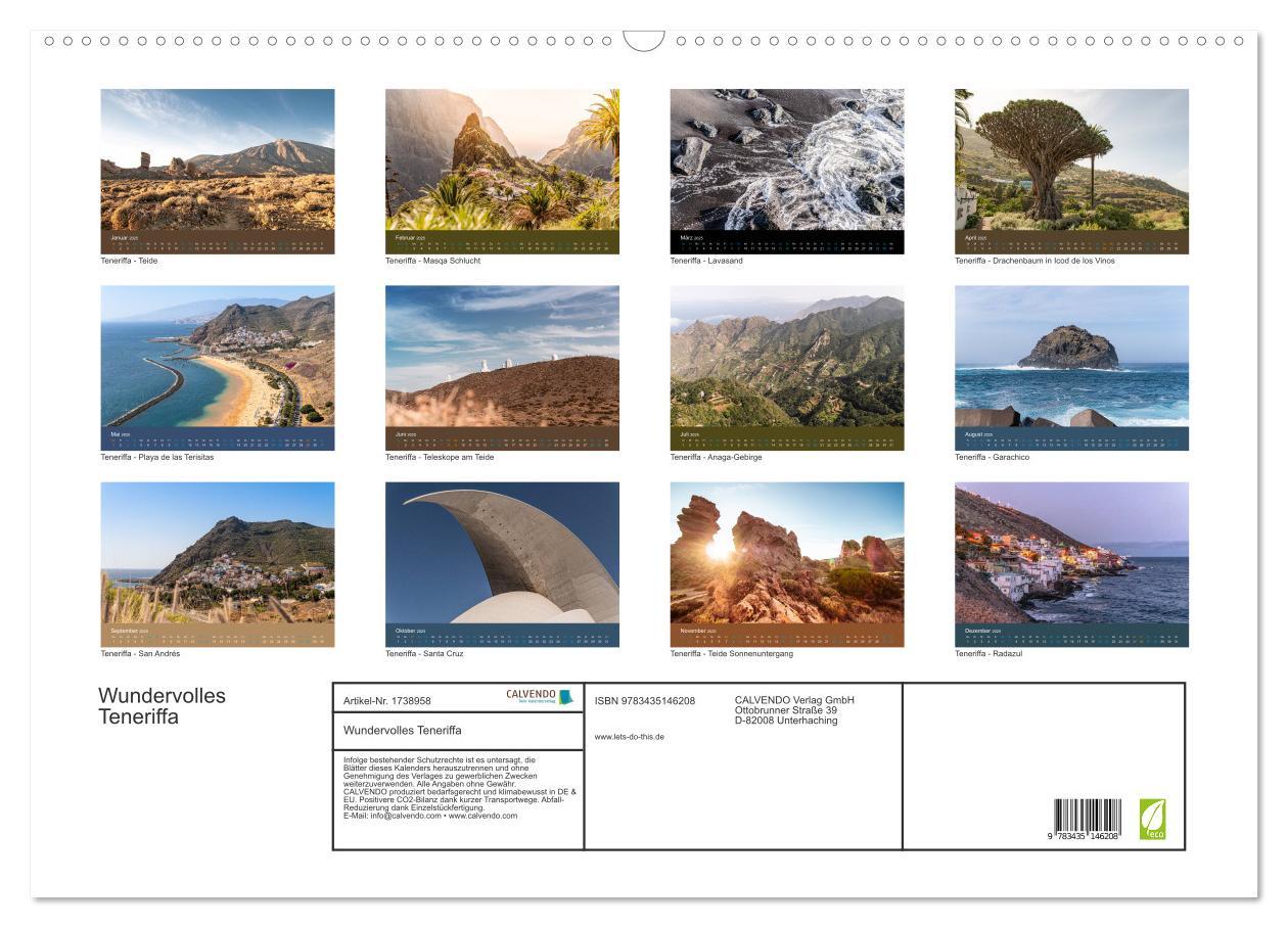 Bild: 9783435146208 | Wundervolles Teneriffa (Wandkalender 2025 DIN A2 quer), CALVENDO...