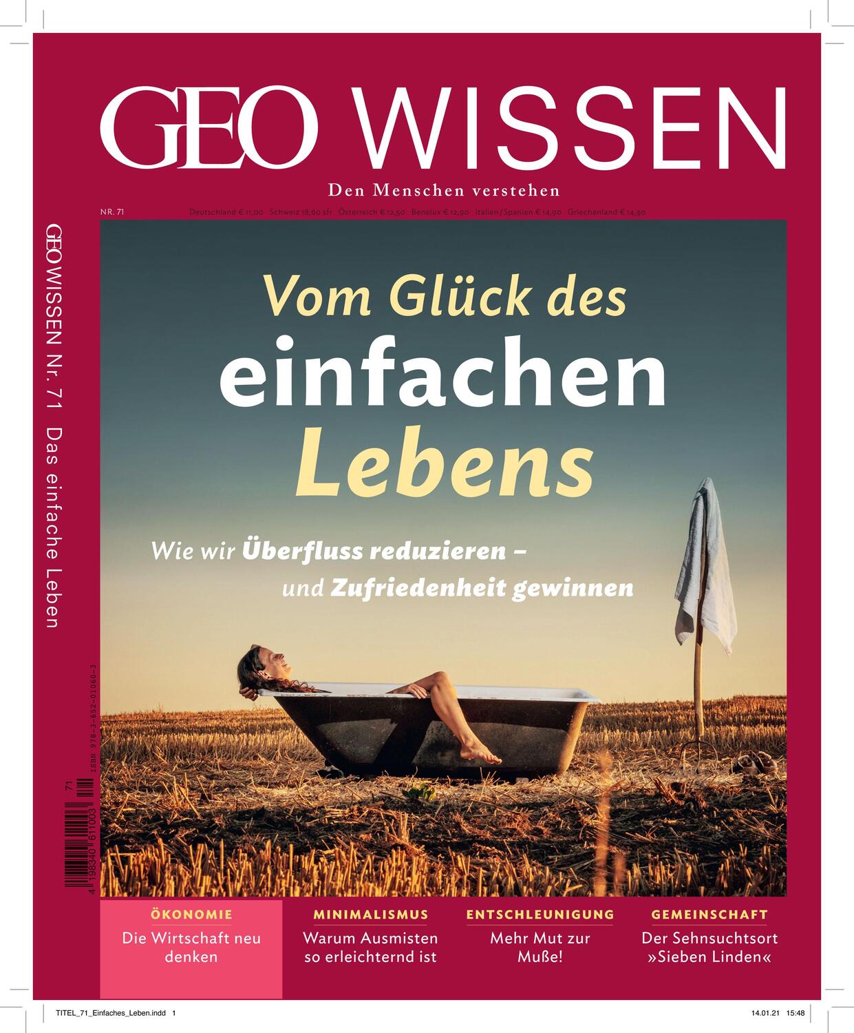 Cover: 9783652010603 | GEO Wissen 71/2020 - Vom Glück des einfachen Lebens | Schröder (u. a.)