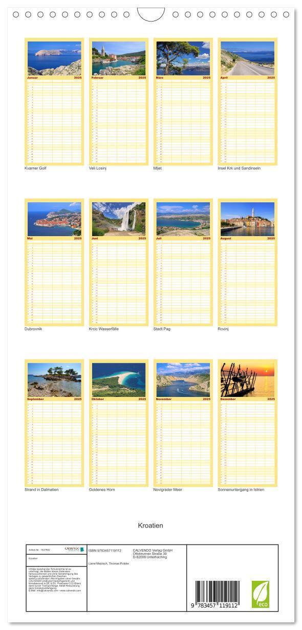 Bild: 9783457119112 | Familienplaner 2025 - Kroatien mit 5 Spalten (Wandkalender, 21 x 45...