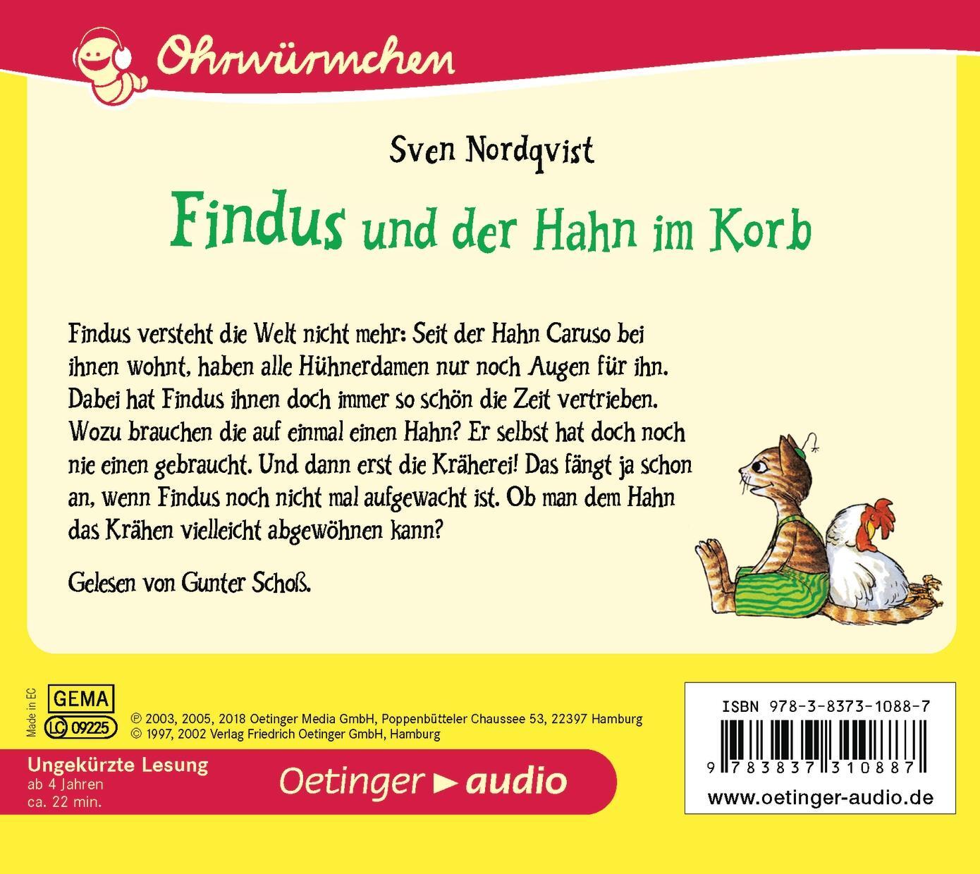 Rückseite: 9783837310887 | Findus und der Hahn im Korb | Sven Nordqvist | Audio-CD | 21 Min.
