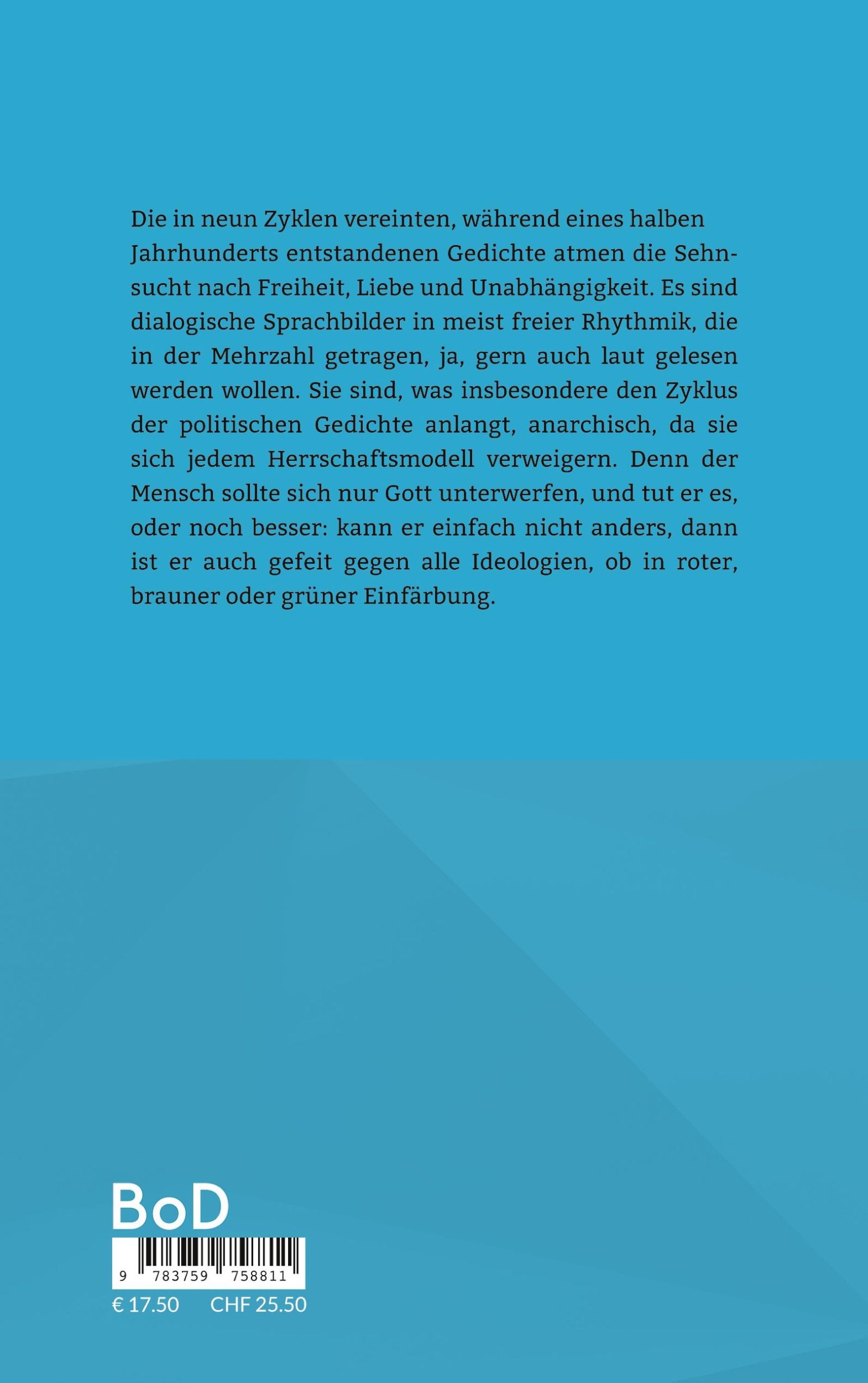 Rückseite: 9783759758811 | Eingesät der Sonne Samen | Gedichte | Reinhard Buthmann | Taschenbuch