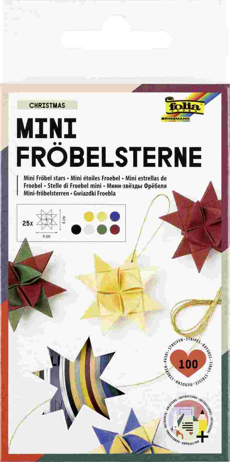 Cover: 4001868129601 | Folia Mini Fröbelsterne CHRISTMAS, 100 Papierstreifen, 25 Sterne