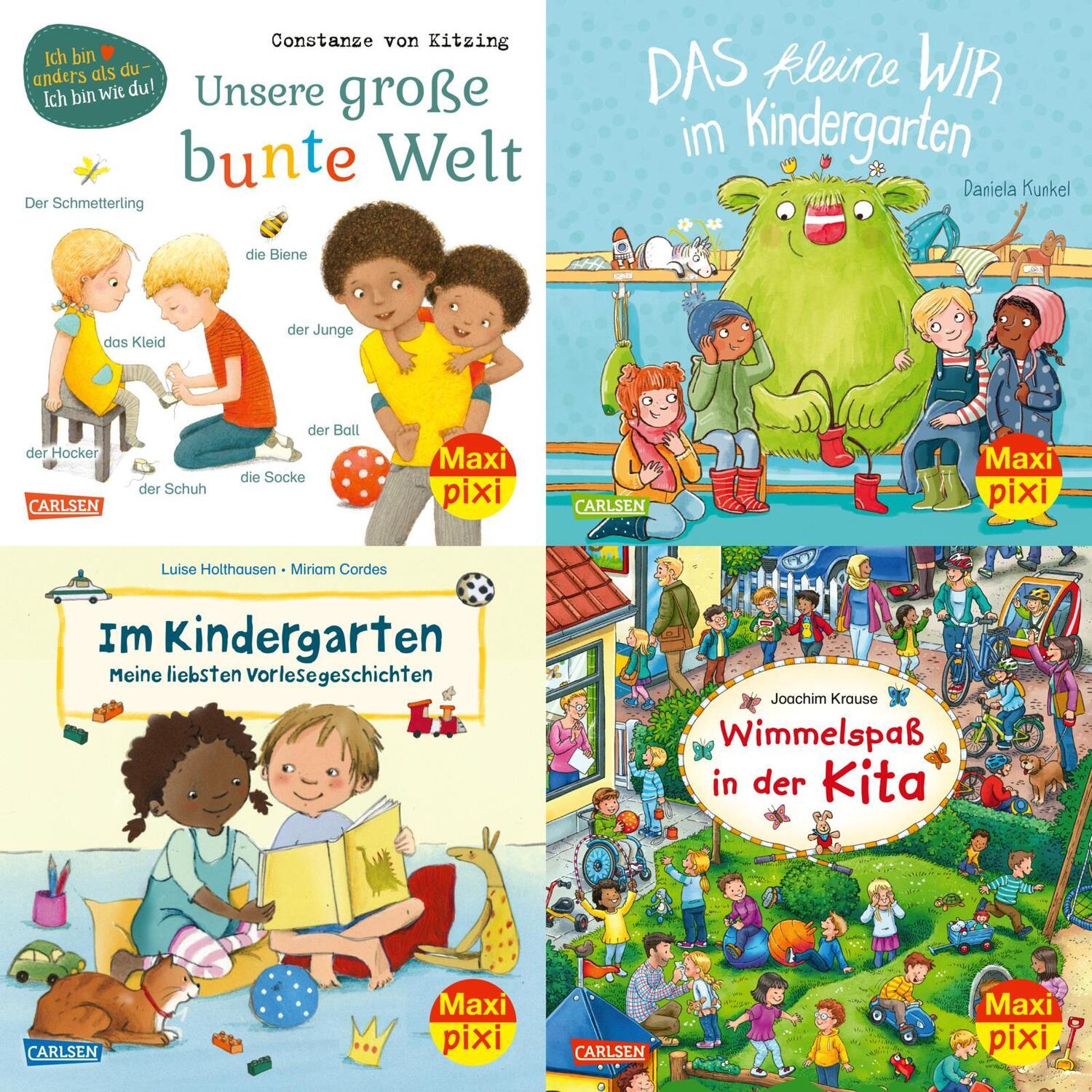 Cover: 9783551030603 | Maxi-Pixi-4er-Set 95: Neues aus dem Kindergarten (4x1 Exemplar) | Box