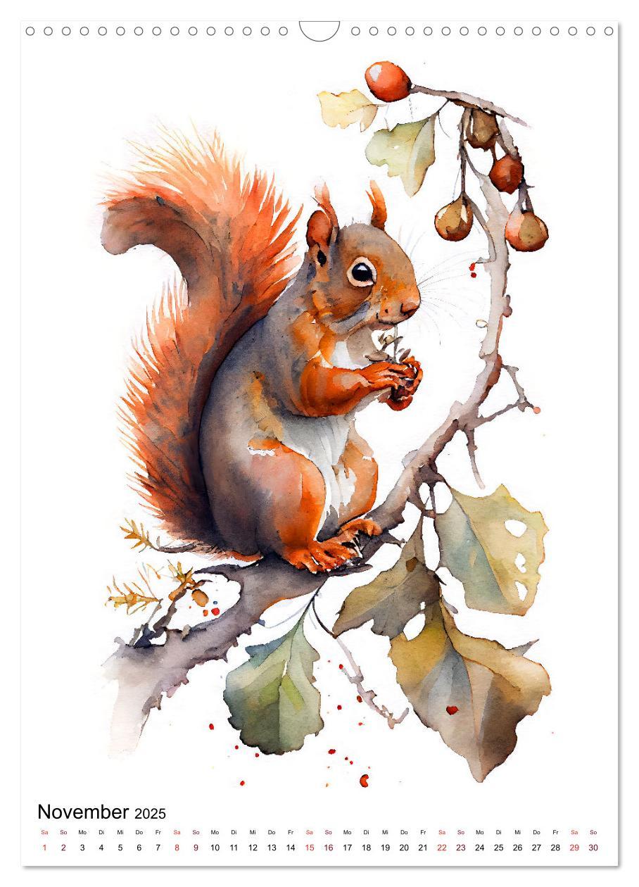 Bild: 9783435884100 | Waldtiere in Aquarell - Heimische Tierarten (Wandkalender 2025 DIN...