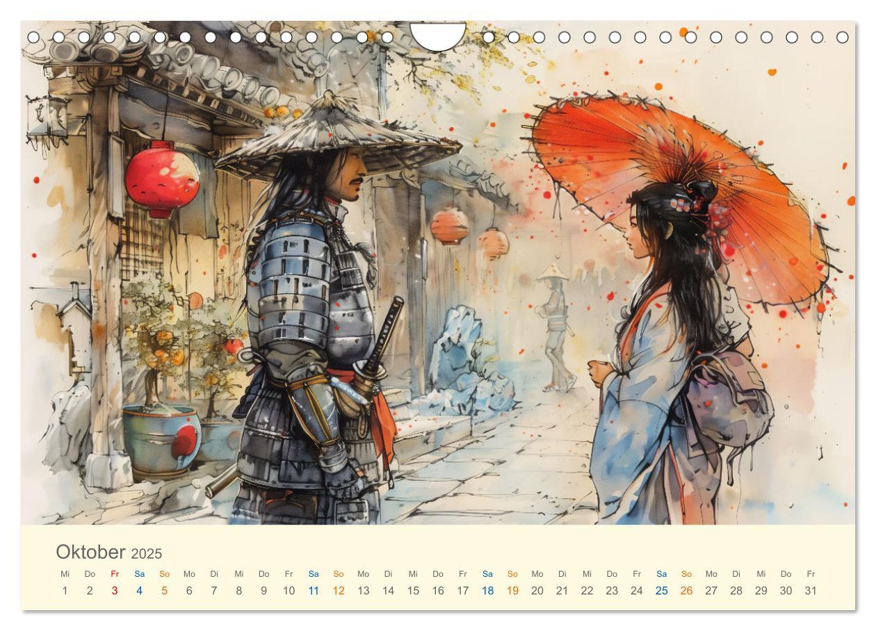 Bild: 9783457129890 | Samurai - whimsical inked style (Wandkalender 2025 DIN A4 quer),...