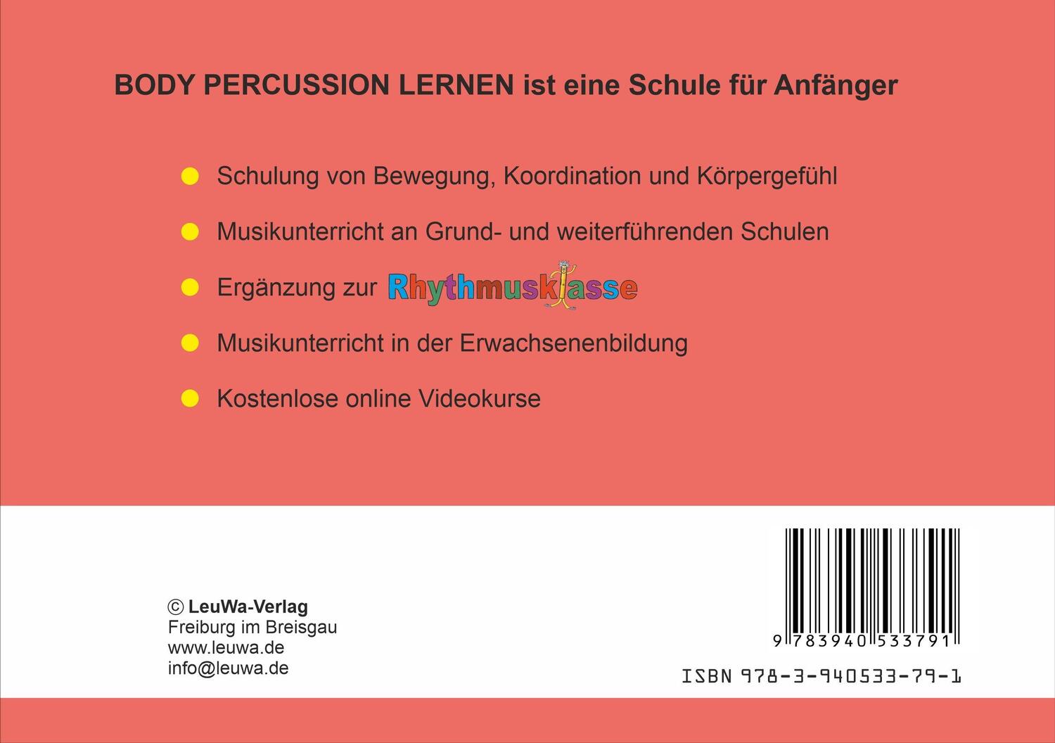 Rückseite: 9783940533791 | Body Percussion lernen | Martin Leuchtner (u. a.) | Broschüre | 52 S.