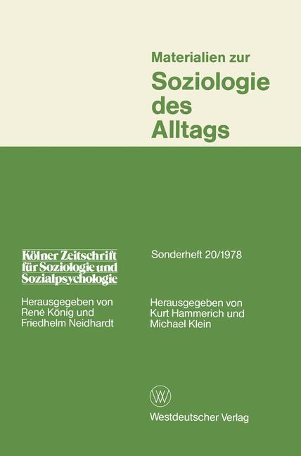 Cover: 9783531114781 | Materialien zur Soziologie des Alltags | Kurt Hammerich | Taschenbuch