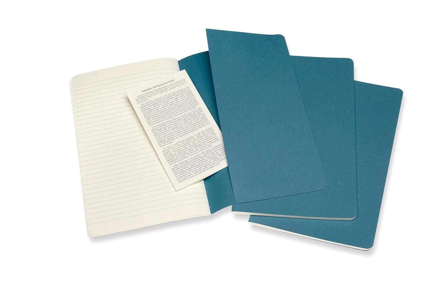 Bild: 8058647629599 | Moleskine Cahier Large/A5, 3er Set, Liniert, Lebhaftes Blau | je 80 S.