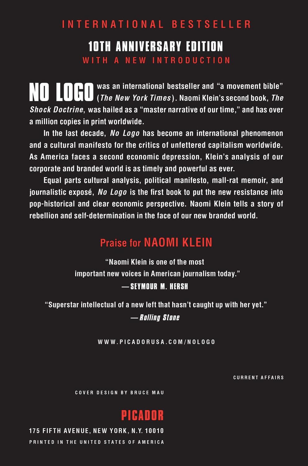 Rückseite: 9780312429270 | No LOGO. 10th Anniversary Edition | No Space, No Choice, No Jobs