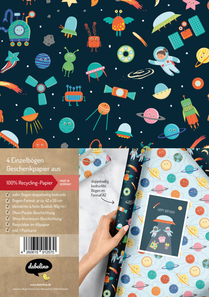 Cover: 4260615912570 | Geschenkpapier-Set für Kinder: Weltall (Astronauten, Raketen,...