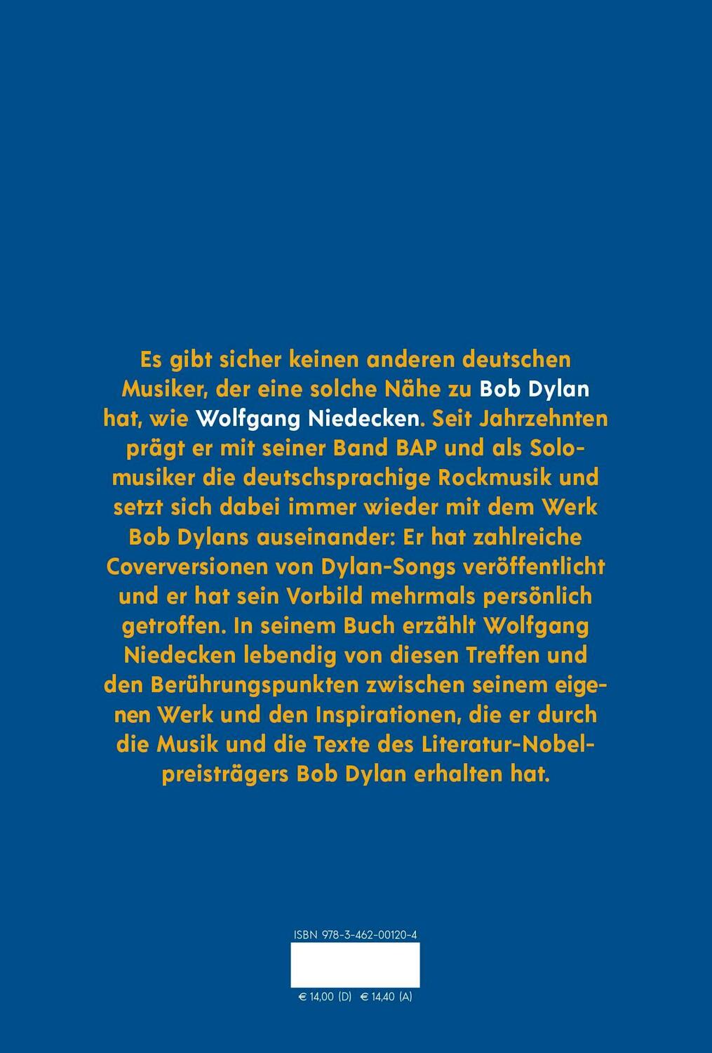 Rückseite: 9783462001204 | Wolfgang Niedecken über Bob Dylan | Wolfgang Niedecken | Buch | 228 S.