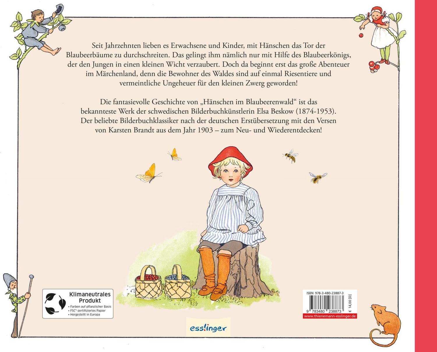 Rückseite: 9783480238873 | Hänschen im Blaubeerenwald | Elsa Beskow | Buch | 32 S. | Deutsch