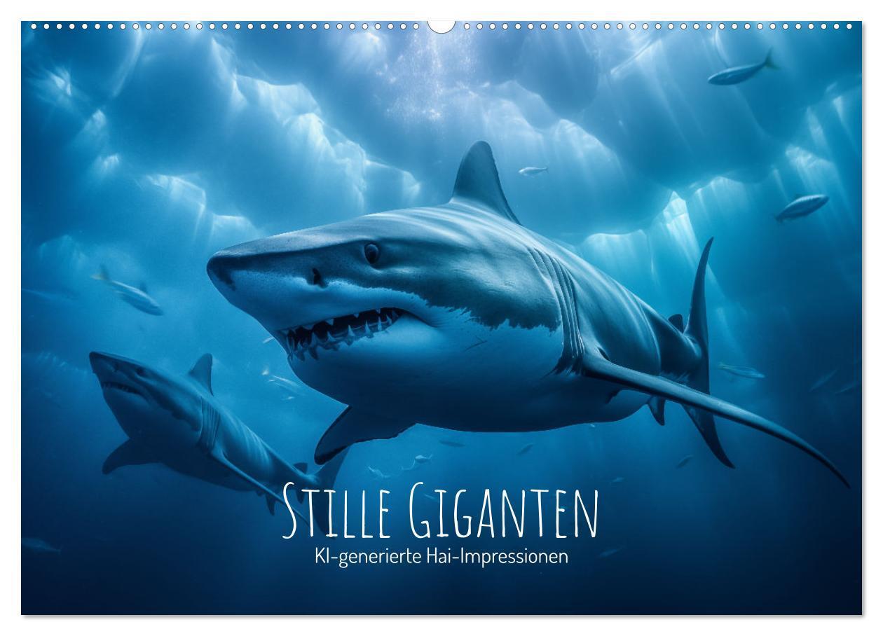 Cover: 9783383760525 | Stille Giganten - KI-generierte Hai-Impressionen (Wandkalender 2025...