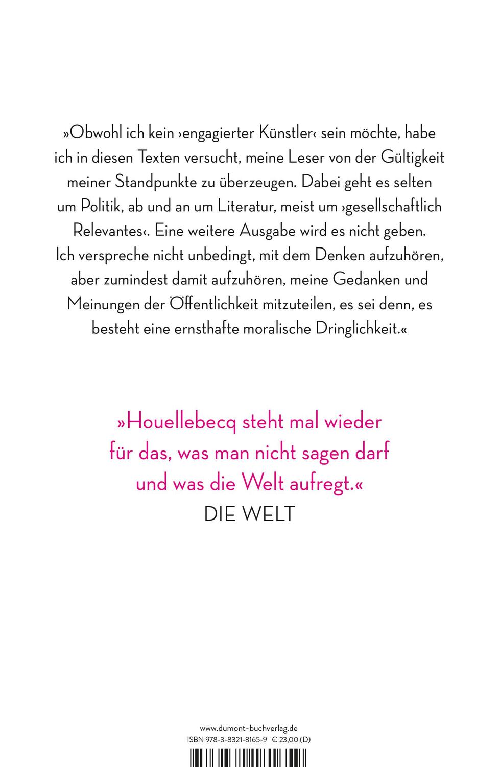 Rückseite: 9783832181659 | Ein bisschen schlechter | Neue Interventionen | Michel Houellebecq