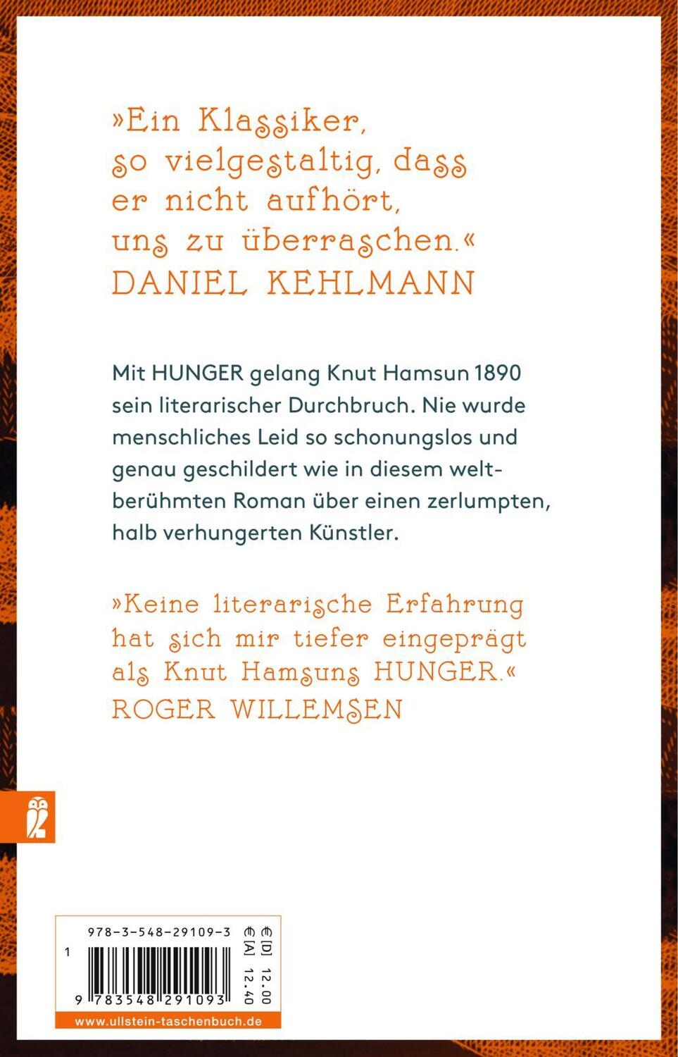 Rückseite: 9783548291093 | Hunger | Knut Hamsun | Taschenbuch | 240 S. | Deutsch | 2017