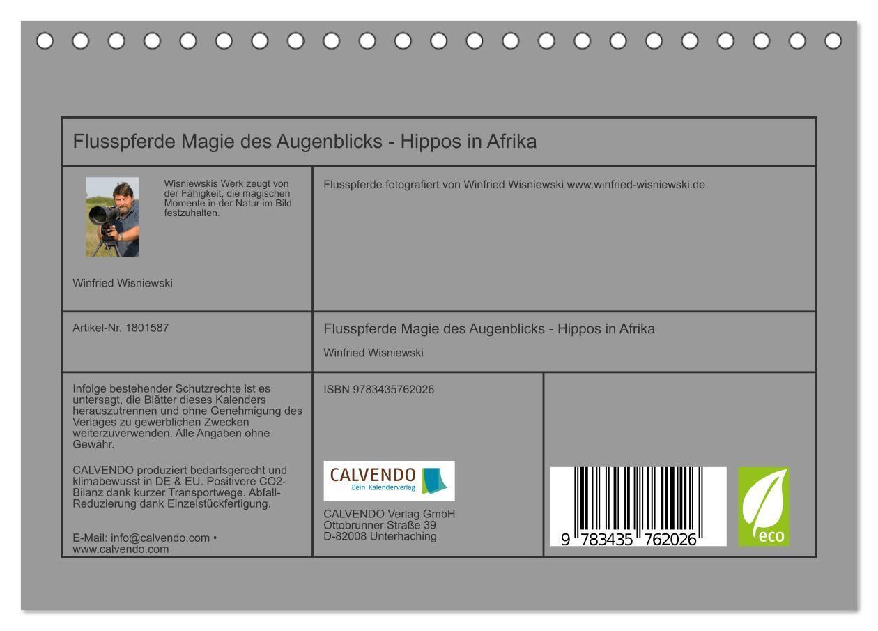 Bild: 9783435762026 | Flusspferde Magie des Augenblicks - Hippos in Afrika (Tischkalender...