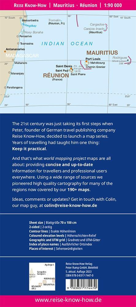 Rückseite: 9783831774470 | Reise Know-How Landkarte Mauritius, Réunion, Rodrigues (1:90.000)