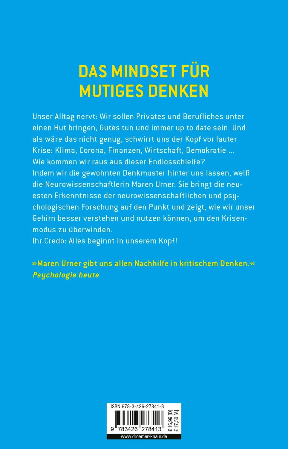 Rückseite: 9783426278413 | Raus aus der ewigen Dauerkrise | Maren Urner | Taschenbuch | 288 S.