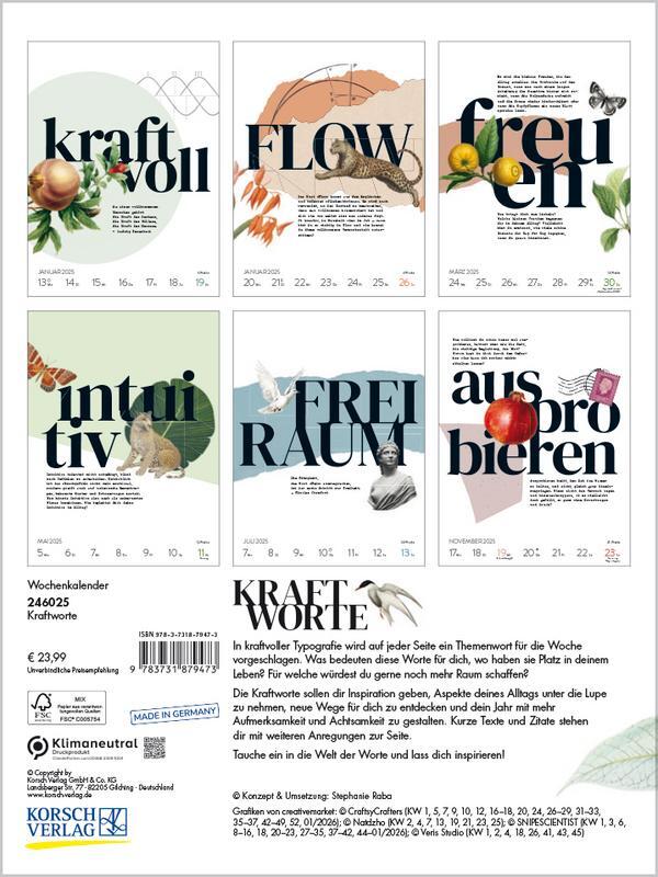 Bild: 9783731879473 | Kraftworte 2025 | Verlag Korsch | Kalender | 54 S. | Deutsch | 2025