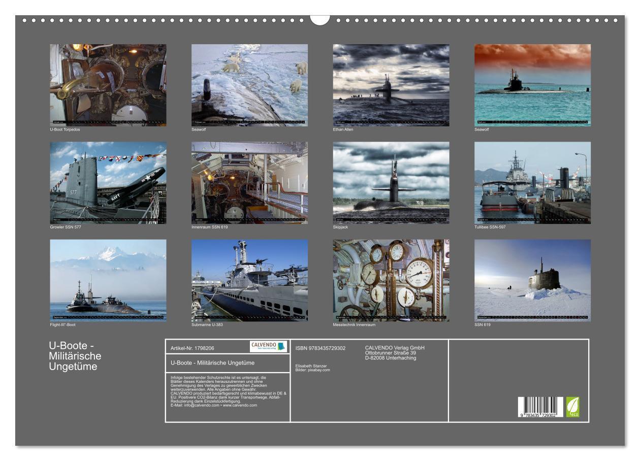 Bild: 9783435729302 | U-Boote - Militärische Ungetüme (Wandkalender 2025 DIN A2 quer),...