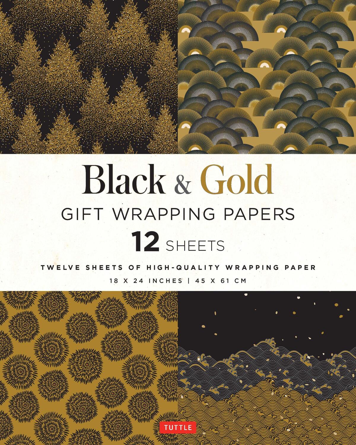 Cover: 9780804852104 | Black &amp; Gold Gift Wrapping Papers - 12 Sheets | Tuttle Publishing