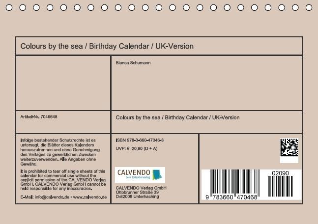 Bild: 9783660470468 | Colours by the sea / Birthday Calendar / UK-Version (Table Calendar...