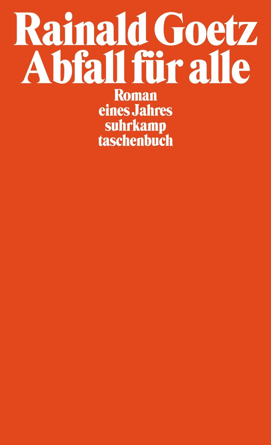 Cover: 9783518455425 | Abfall für alle | Roman eines Jahres | Rainald Goetz | Taschenbuch