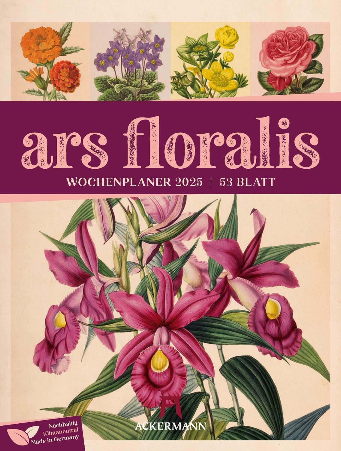 Cover: 9783838435121 | Ars Floralis - Vintage Wochenplander Kalender 2025 | Kunstverlag