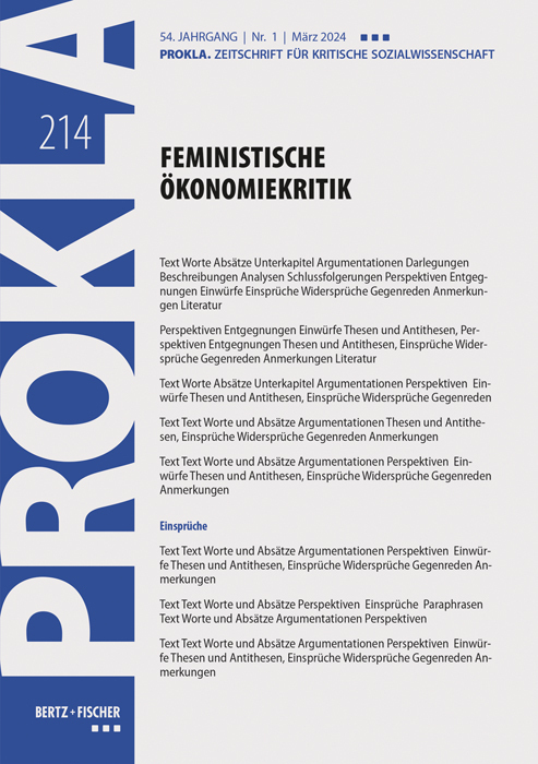 Cover: 9783865059147 | Feministische Ökonomiekritik | PROKLA 214 / 54. Jg., Heft 1, März 2024
